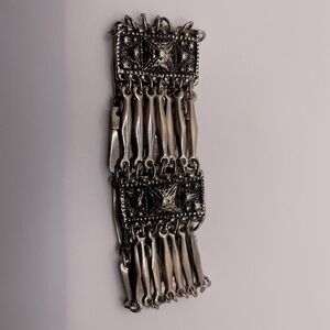 Mexican Sterling Silver Panel Bracelet 7” Wide Taxco Style Eagle Mark